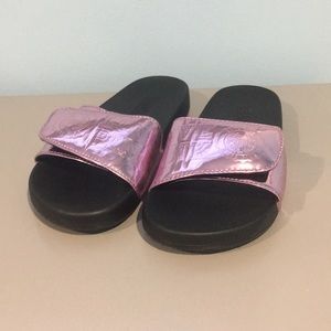 Victoria’s Secret metallic pink slides